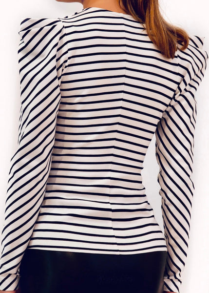Sonja Kiefer - Striped Pointed Shoulder Shirt