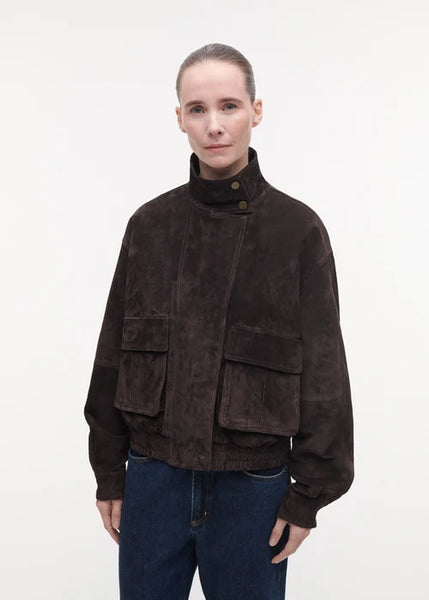 STUDIO AR - WILLOW Suede Bomber Jacket | Velvet Brown