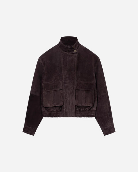 STUDIO AR - WILLOW Suede Bomber Jacket | Velvet Brown