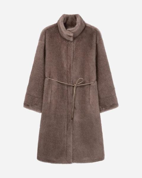 STUDIO AR - FREJA Long Faux Fur Coat | Pebble