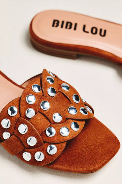 Bibi Lou - Studded Faux Suede Slides