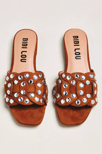 Bibi Lou - Studded Faux Suede Slides