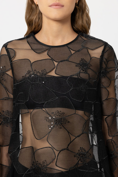 Luisa Cerano - Tüll-Bluse mit Blüten-Struktur