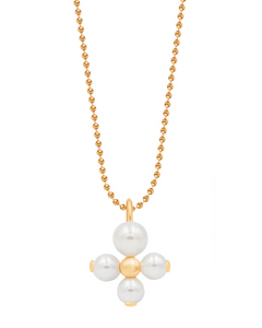 Lilou - Halskette Kügelchen mit Luck-Anhänger mit Perlenvergoldet