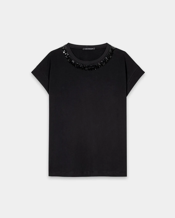 Luisa Cerano - T-Shirt mit Schmucksteinen