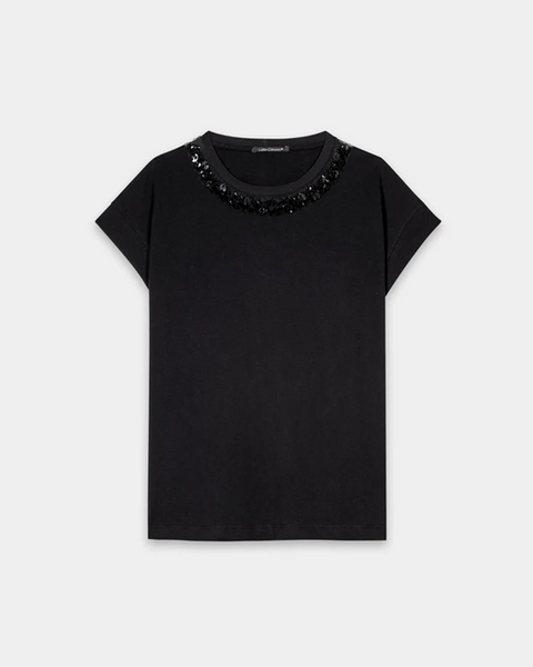 Luisa Cerano - T-Shirt mit Schmucksteinen
