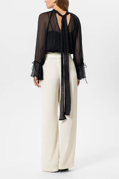 Luisa Cerano - Schluppenbluse aus Seiden-Mix deep black
