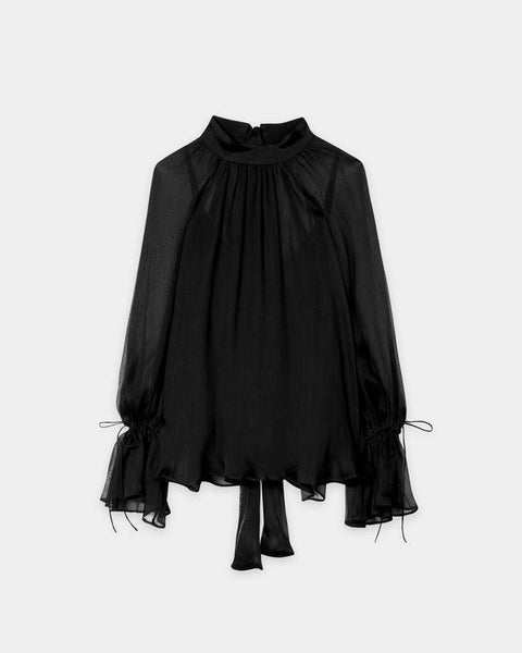 Luisa Cerano - Schluppenbluse aus Seiden-Mix deep black