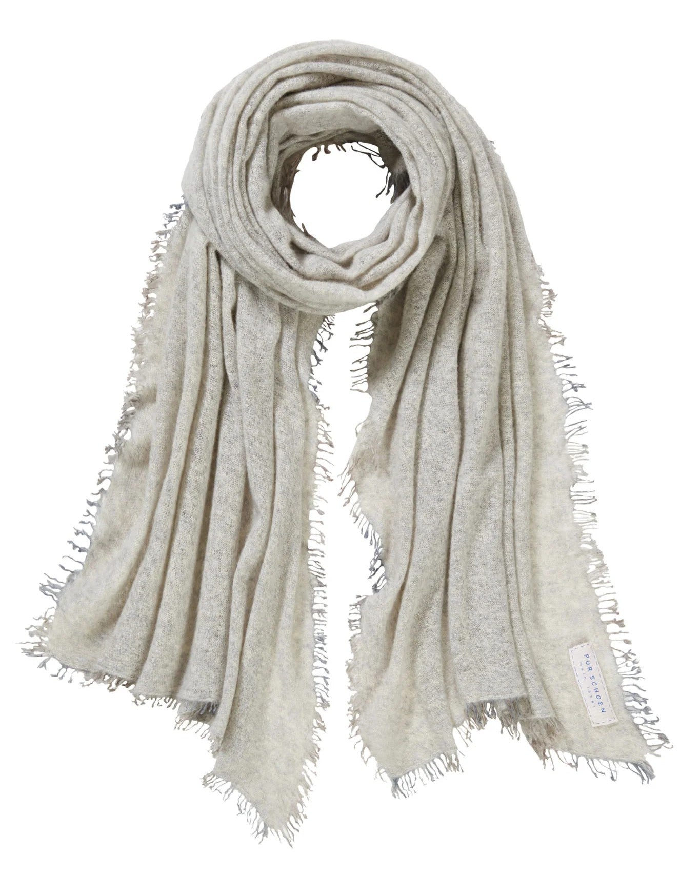 Purschoen - Kaschmirschal Grey Fransen Stone Grey