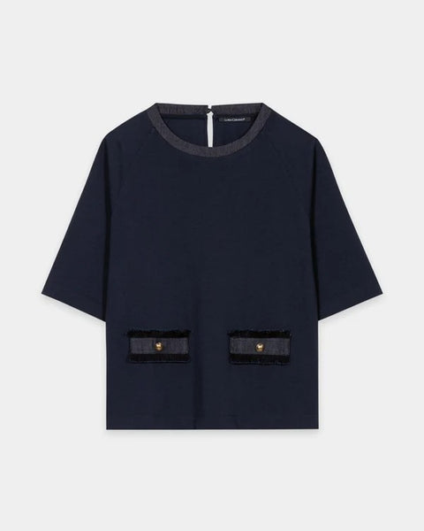 Luisa Cereano - Shirt mit Denim-Patch