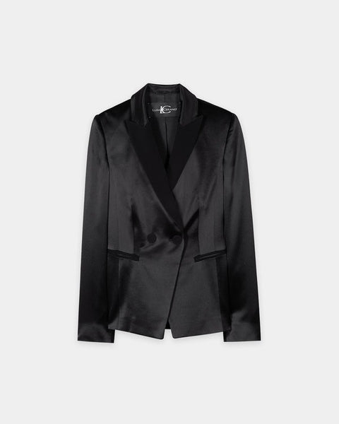Luisa Cerano - Smoking-Blazer in Satin-Optik deep black