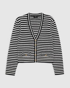 Anine Bing - Gwen Cardigan - Black And Ivory Stripe