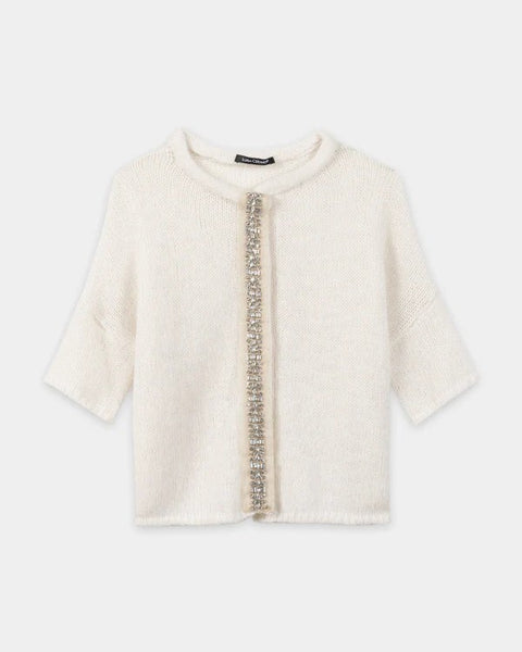 Luisa Cerano - Cardigan aus Alpaka-Mix - mit Stickerei / Straß
