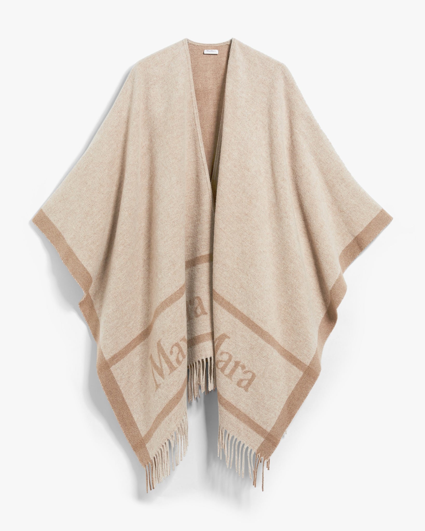 S´Max Mara - Hilde Poncho aus Wolle mit Jacquard-Logo