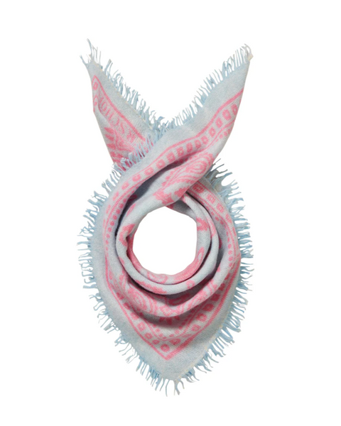 Purschoen - Bandana Maxi-Tuch 92 × 92 cm Paisley Bloom Bleu-Flamingo