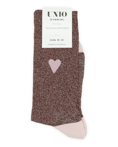 Unio Hamburg - LOVE Socken bordeaux - rose
