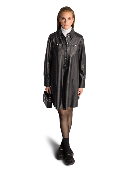 RIANI - Lederkleid mit weitem Schnitt