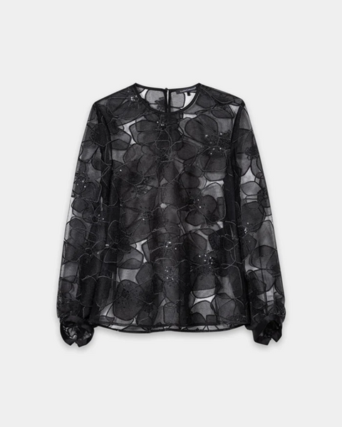 Luisa Cerano - Tüll-Bluse mit Blüten-Struktur