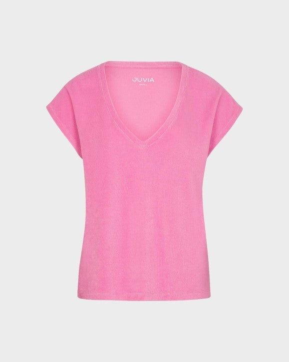 Juvia - JORDANA Frottee - T-Shirt - electric pink