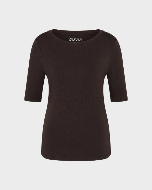JUVIA - JETTE Jersey Modal - T-Shirt - bitter chocolate