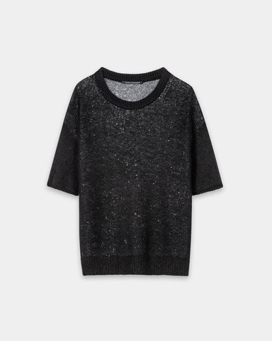 Luisa Cerano - Pailletten-Halbarm-Pullover