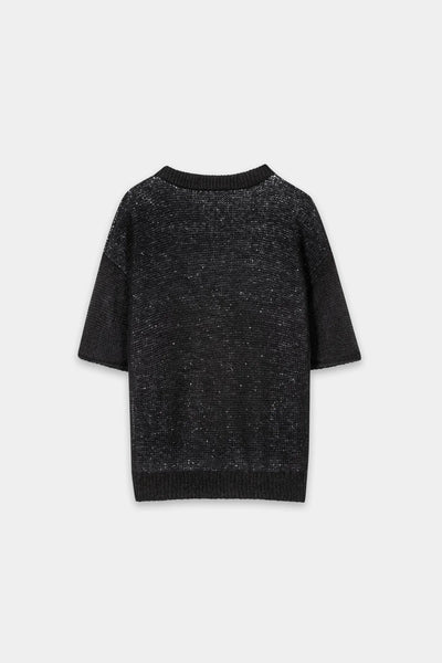 Luisa Cerano - Pailletten-Halbarm-Pullover