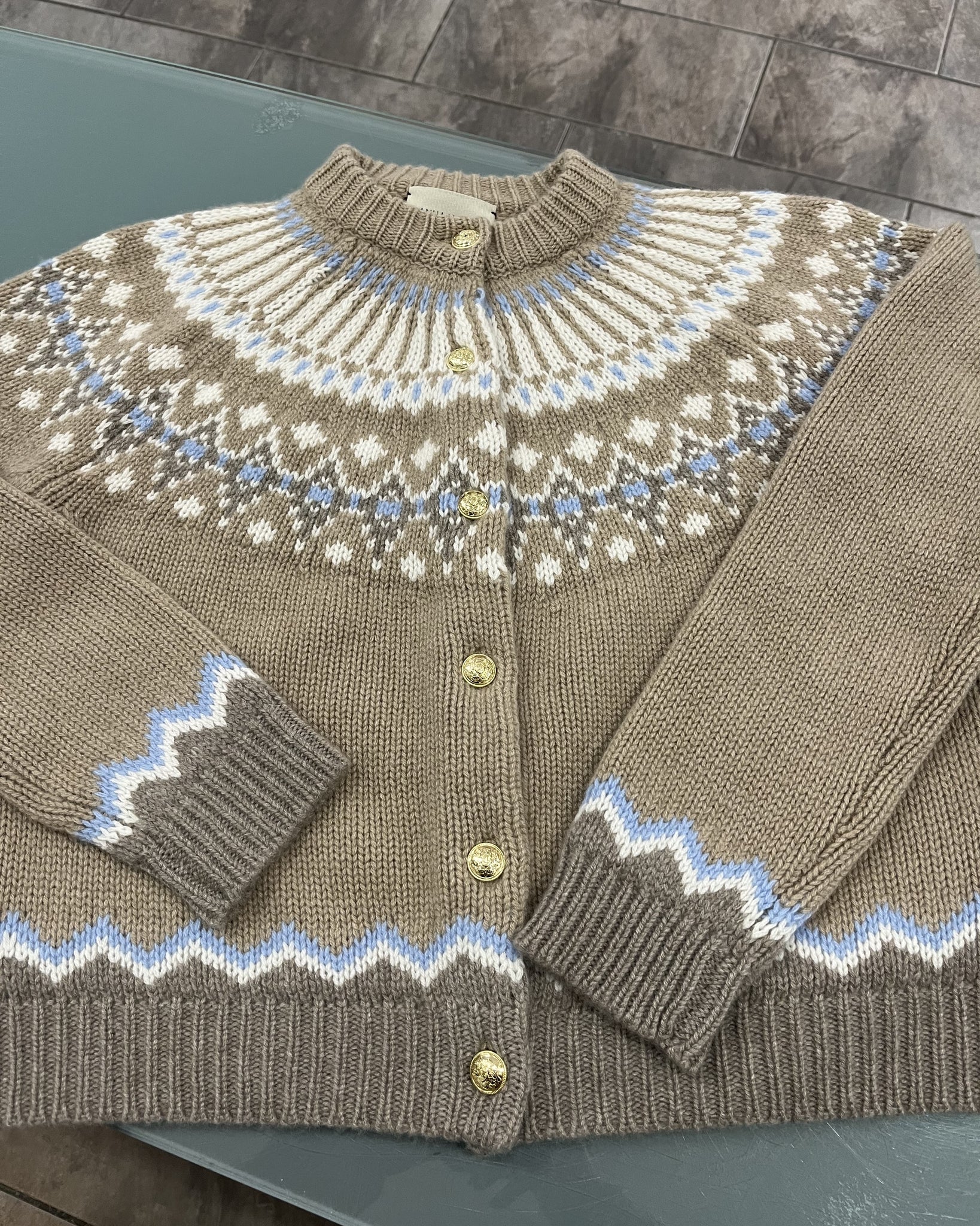 Anna v Berg - Laura Fair Isle Cardigan Toast