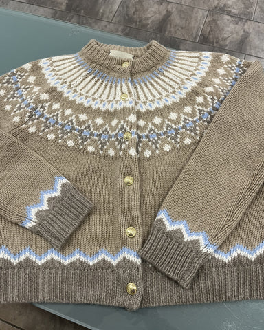 Anna v Berg - Laura Fair Isle Cardigan Toast