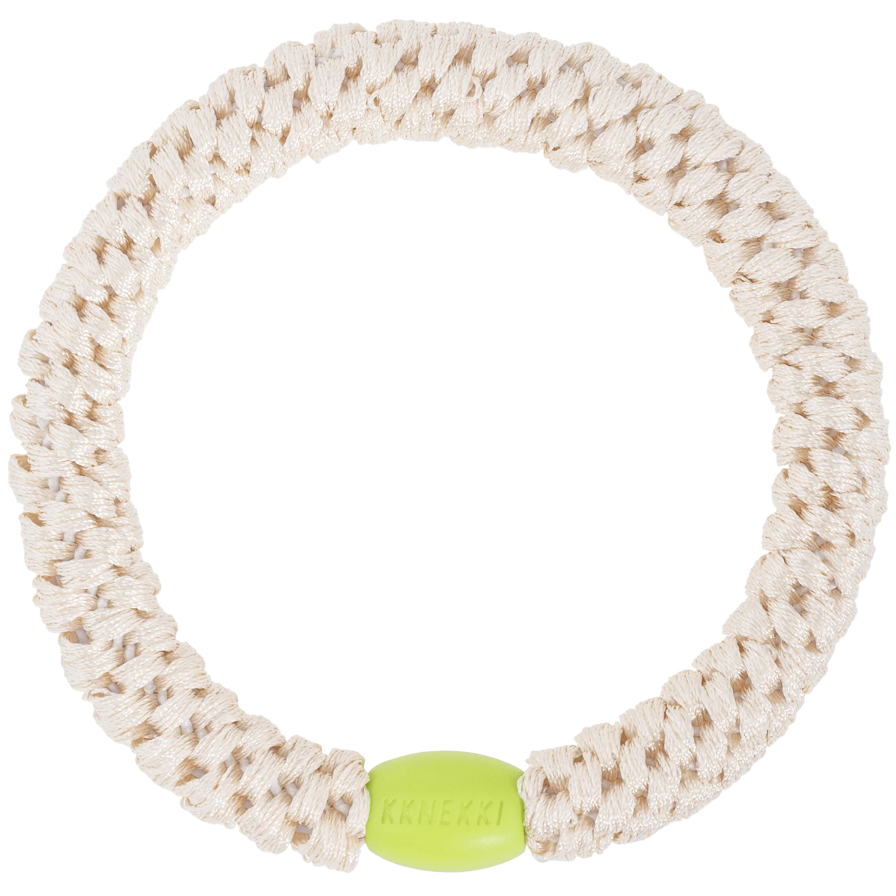 Kknekki - Haargummi Ivory With Green Bead