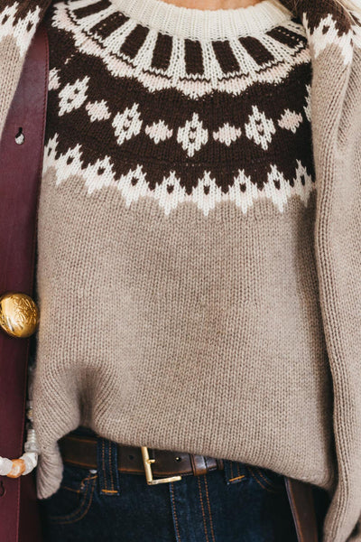 Anna V Berg - LAURA FAIR ISLE SWEATER 2.0 IN ALMOND POWDER