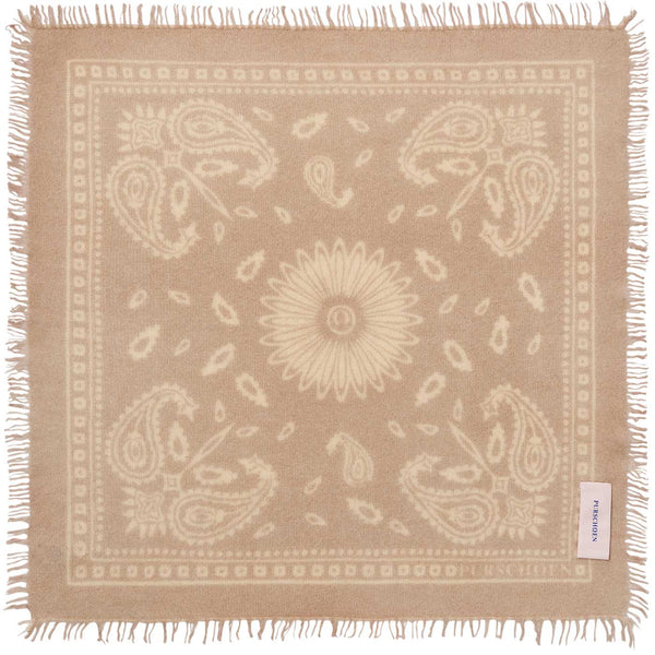 PURSCHOEN - Bandana PAISLEY BLOOM big grey creme-natural