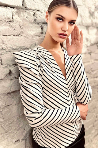 Sonja Kiefer - Striped Pointed Shoulder Shirt